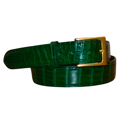 Ceinture en cuir pleine fleur premium en vert Kelly