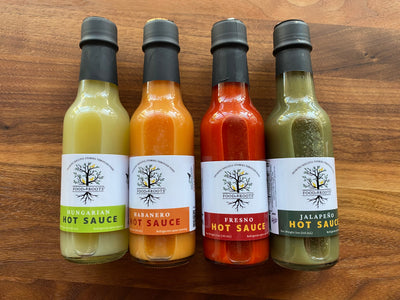 House-Made Hot Sauce Collection – Habanero, Fresno, Hungarian & Jalapeño (5 oz)