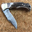 Premium Folding Pocket Knife | Antler Horn Grip with Brass Accents | 3-Inch Blade | Includes Leather Sheath | KBS Knives - Korvel