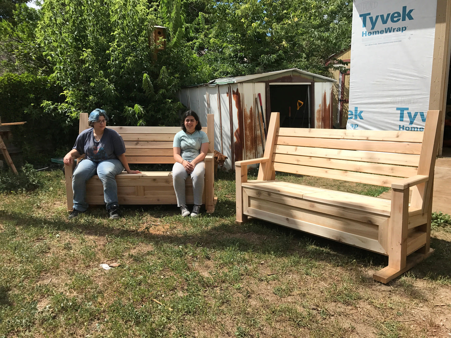 Banc de jardin élégant avec rangement caché