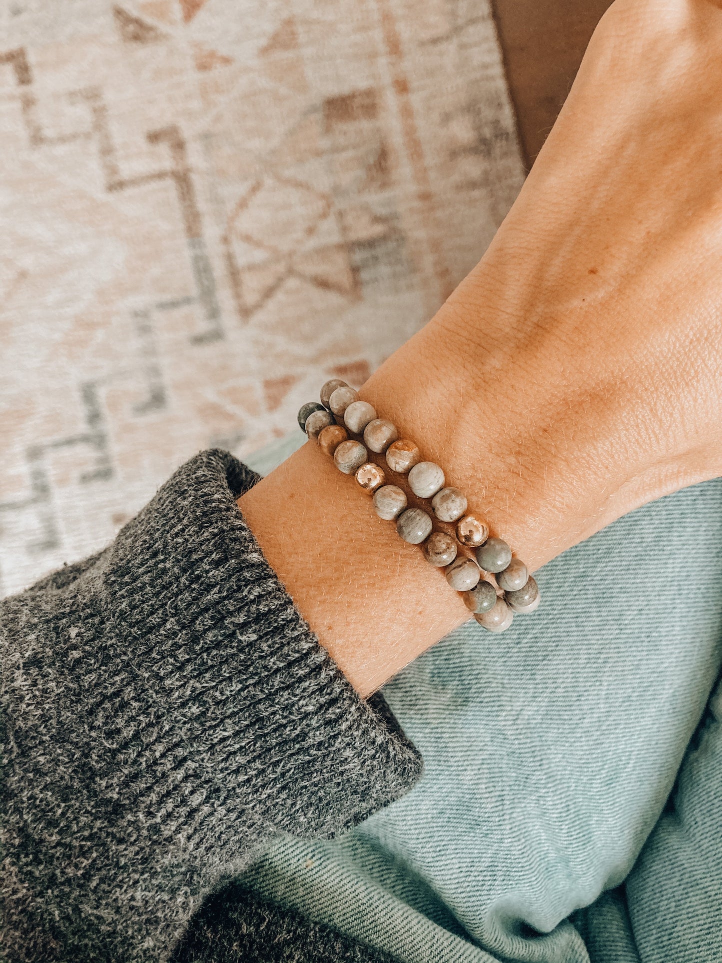 Silver Leaf Jasper & 14k Gold Filled Bracelet