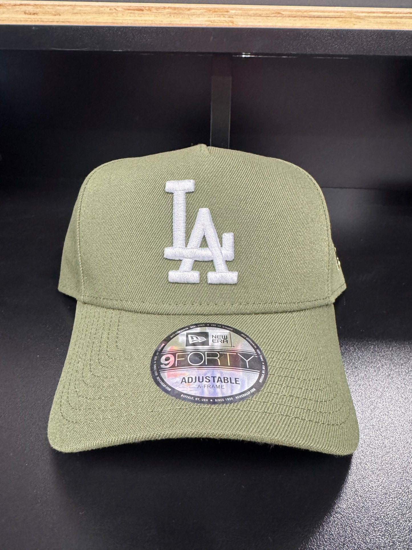Los Angeles Dodgers Olive/White 9Forty Adjustable A-Frame Hat - Korvel