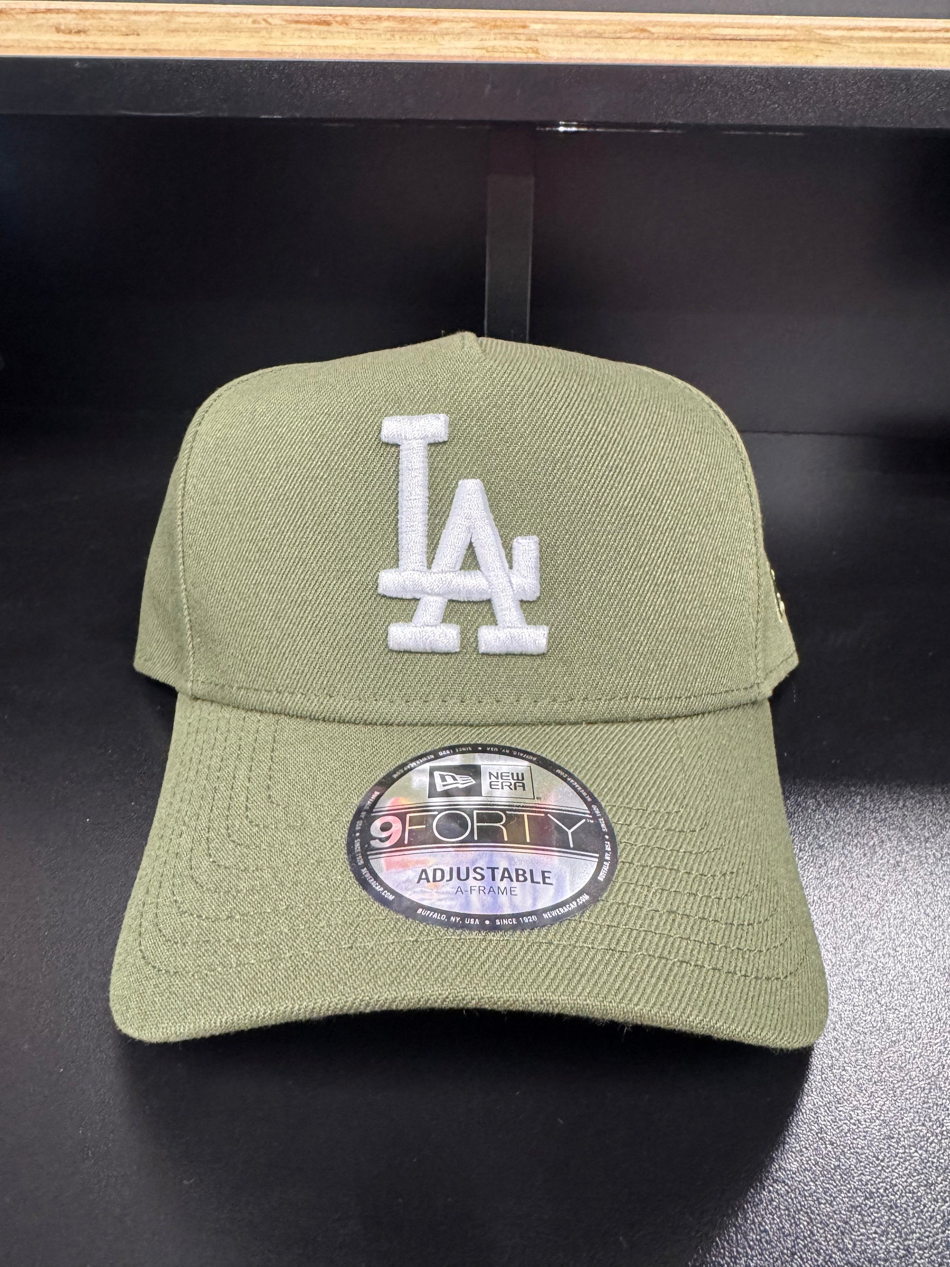 Los Angeles Dodgers Olive/White 9Forty Adjustable A-Frame Hat - Korvel
