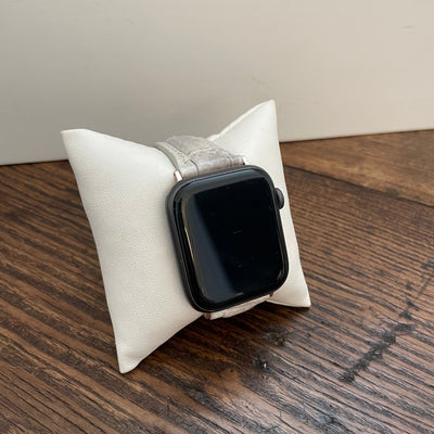 Premium White and Grey Matte Alligator Apple Watch Band