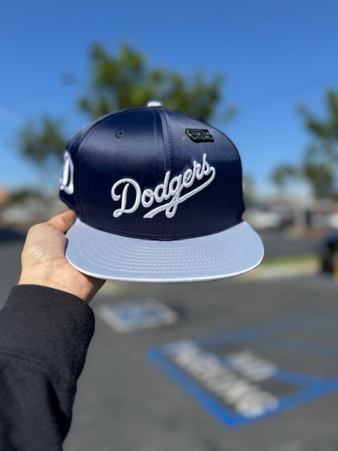 Los Angeles Dodgers 2 Toned Satin Hat Navy/Grey 5950 - Korvel