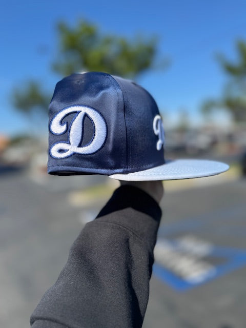 Los Angeles Dodgers 2 Toned Satin Hat Navy/Grey 5950 - Korvel