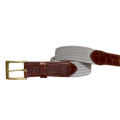 The Stretch Belt in Tan & White