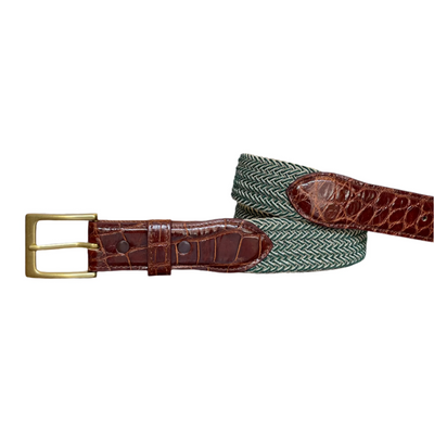 The Stretch Belt in Green & Tan