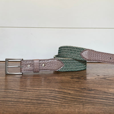 The Stretch Belt in Green & Tan