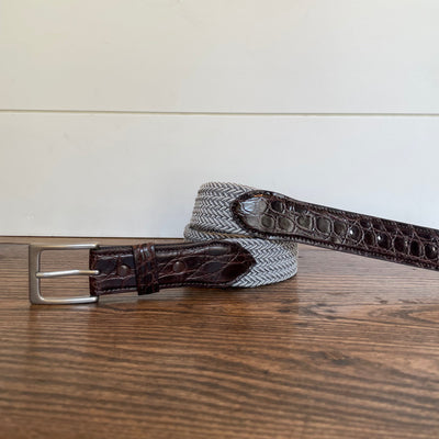The Stretch Belt in Grey & White