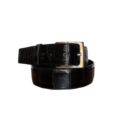 Premium Black Glazed Full Skin Belt