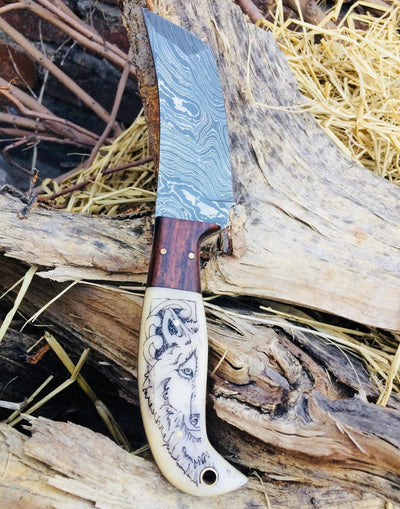 Personalized Damascus Steel Tanto Hunting Knife - Korvel