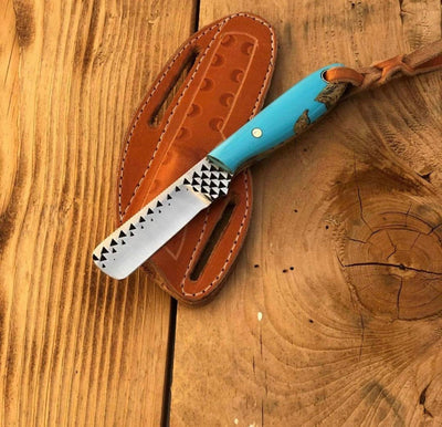Handcrafted Cowboy Bull Cutter Knife – Durable Rasp Steel & Resin Grip - Korvel