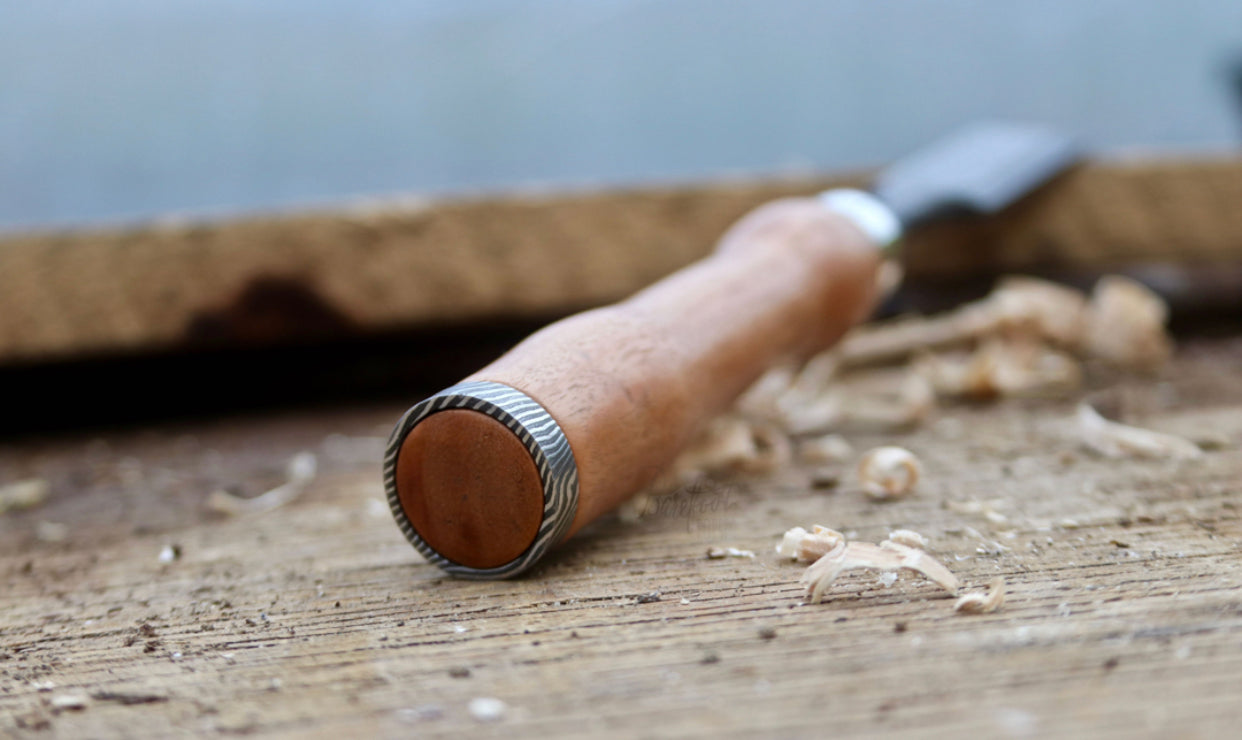 Artisan Damascus Wood Carving Chisel - 4x1 Inch Blade - Korvel