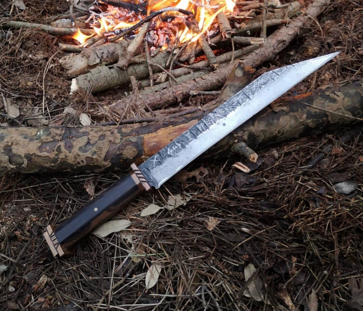 Artisan Crafted Viking Seax Knife - 1095 Steel Blade with Rosewood Handle & Brass Accents - Korvel