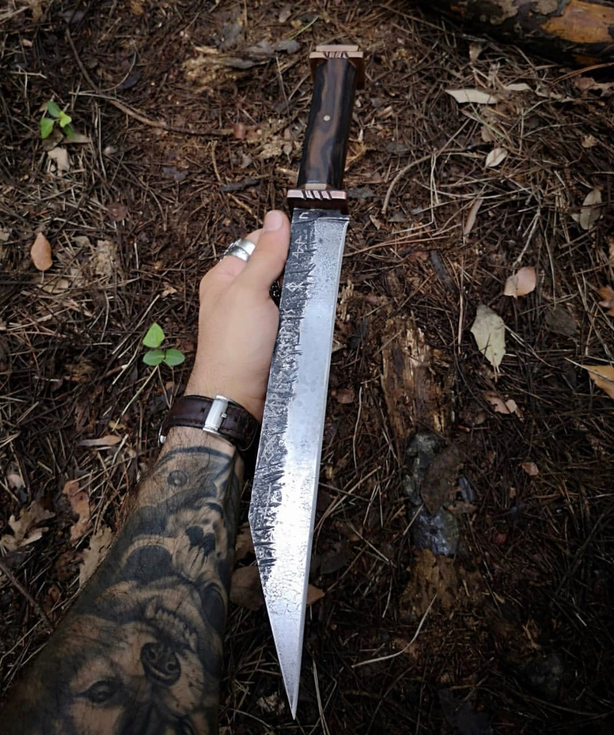 Artisan Crafted Viking Seax Knife - 1095 Steel Blade with Rosewood Handle & Brass Accents - Korvel