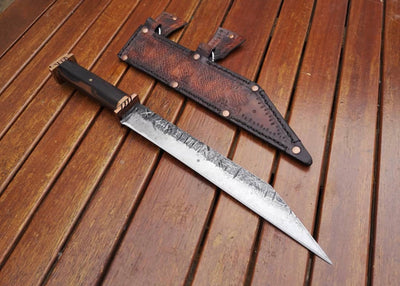 Artisan Crafted 12-Inch Viking Seax Knife - 1095 Steel with Rosewood Handle & Brass Accents - Korvel