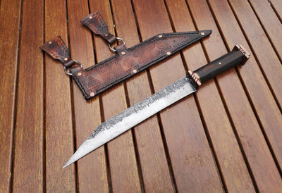 Artisan Crafted 12-Inch Viking Seax Knife - 1095 Steel with Rosewood Handle & Brass Accents - Korvel