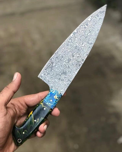 Premium Raindrop Pattern Damascus Steel Chef Knife - Korvel