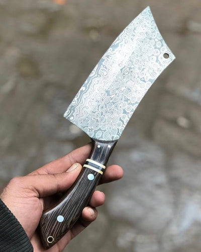 Premium Handmade Damascus Steel Cleaver Knife - 10 Inches - Korvel