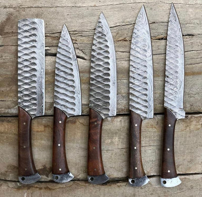 Premium 5-Piece Damascus Steel Kitchen Knife Collection - Korvel