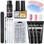 Kit de Poly Gel pour Nail Art Français avec Pinceau UV et Conseils d'Ongles