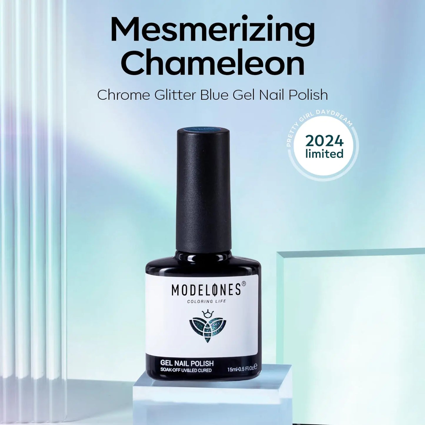 Modelones Chameleon Blue Gel Nail Polish - 15ML Shimmer Finish