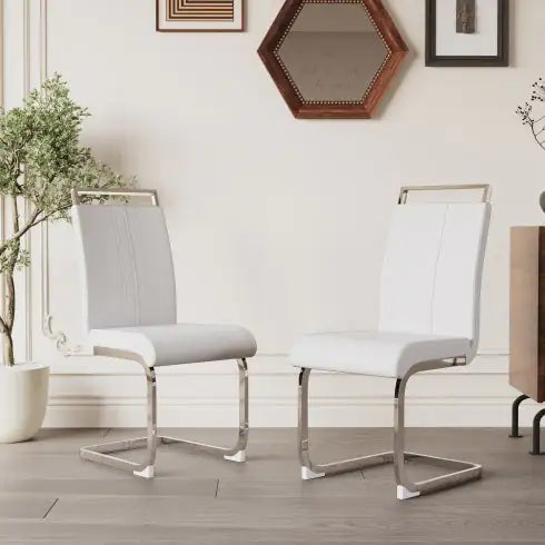 Modern PU Faux Leather Dining Chairs - Set of 2