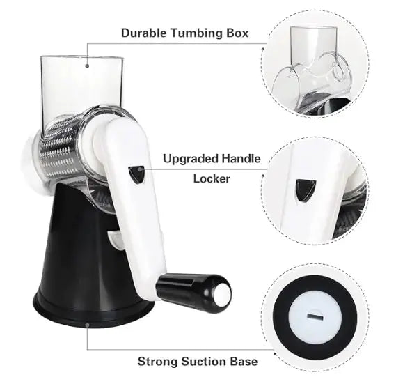 Râpe manuelle de cuisine premium en noir classique