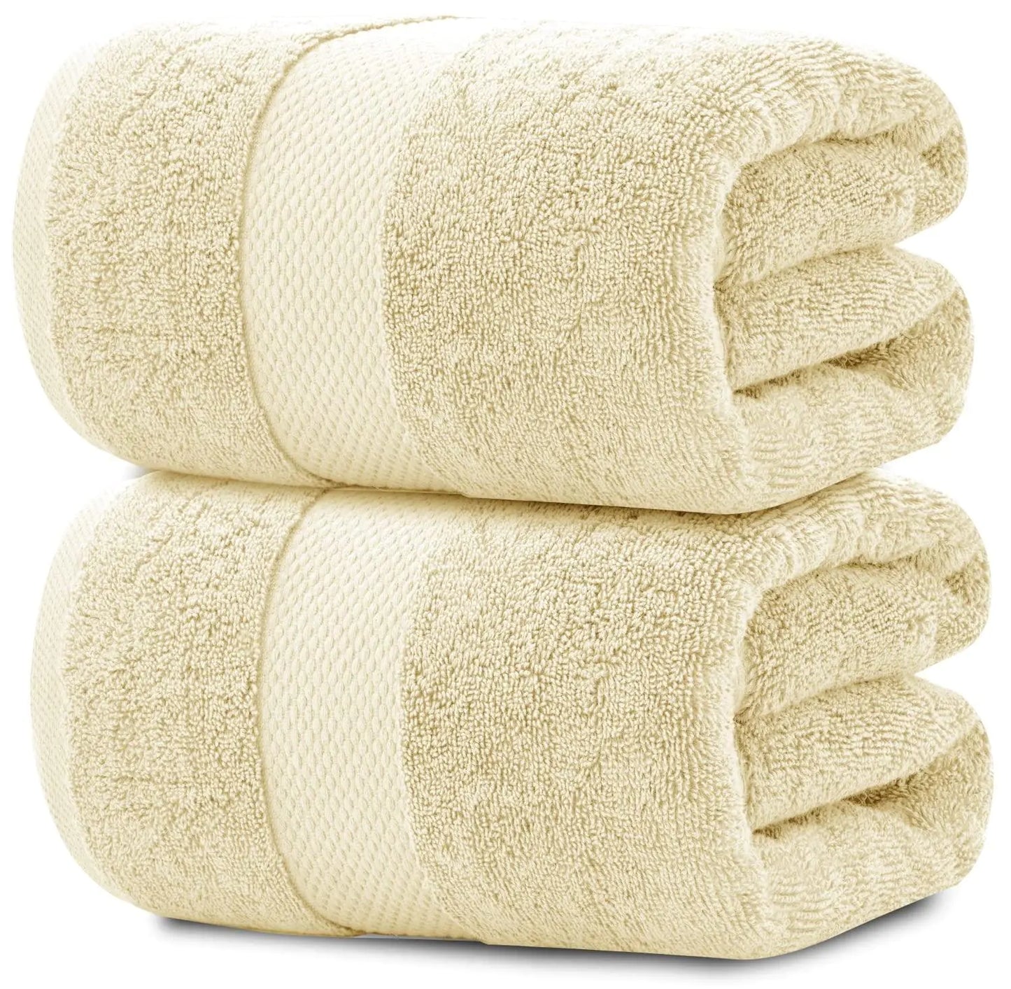 Toallas de baño de lujo beige suave - Paquete de 2 extra grandes