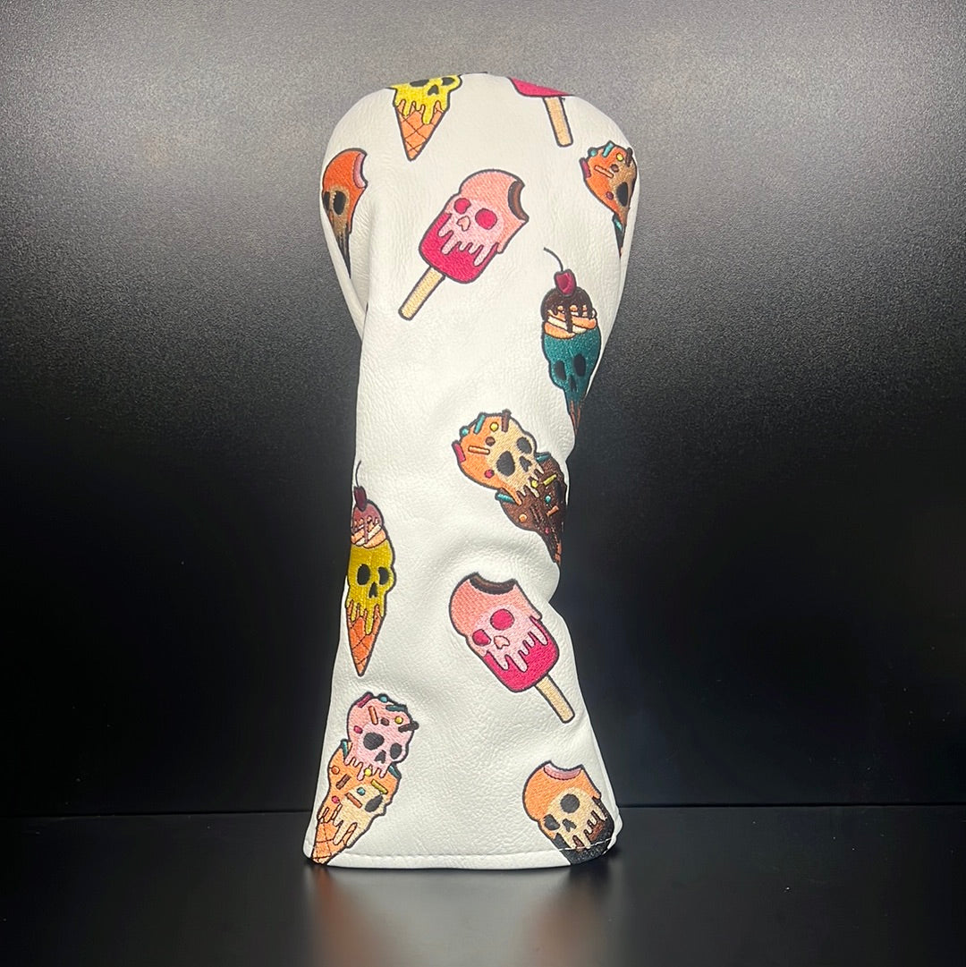 Funda de palo de golf con diseño de calavera y helado