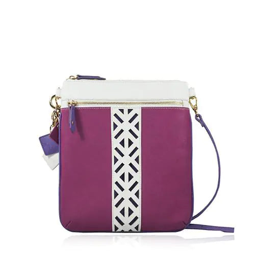 Bolso Cruzado de Cuero Lily - Blanco Salado/ Sandía