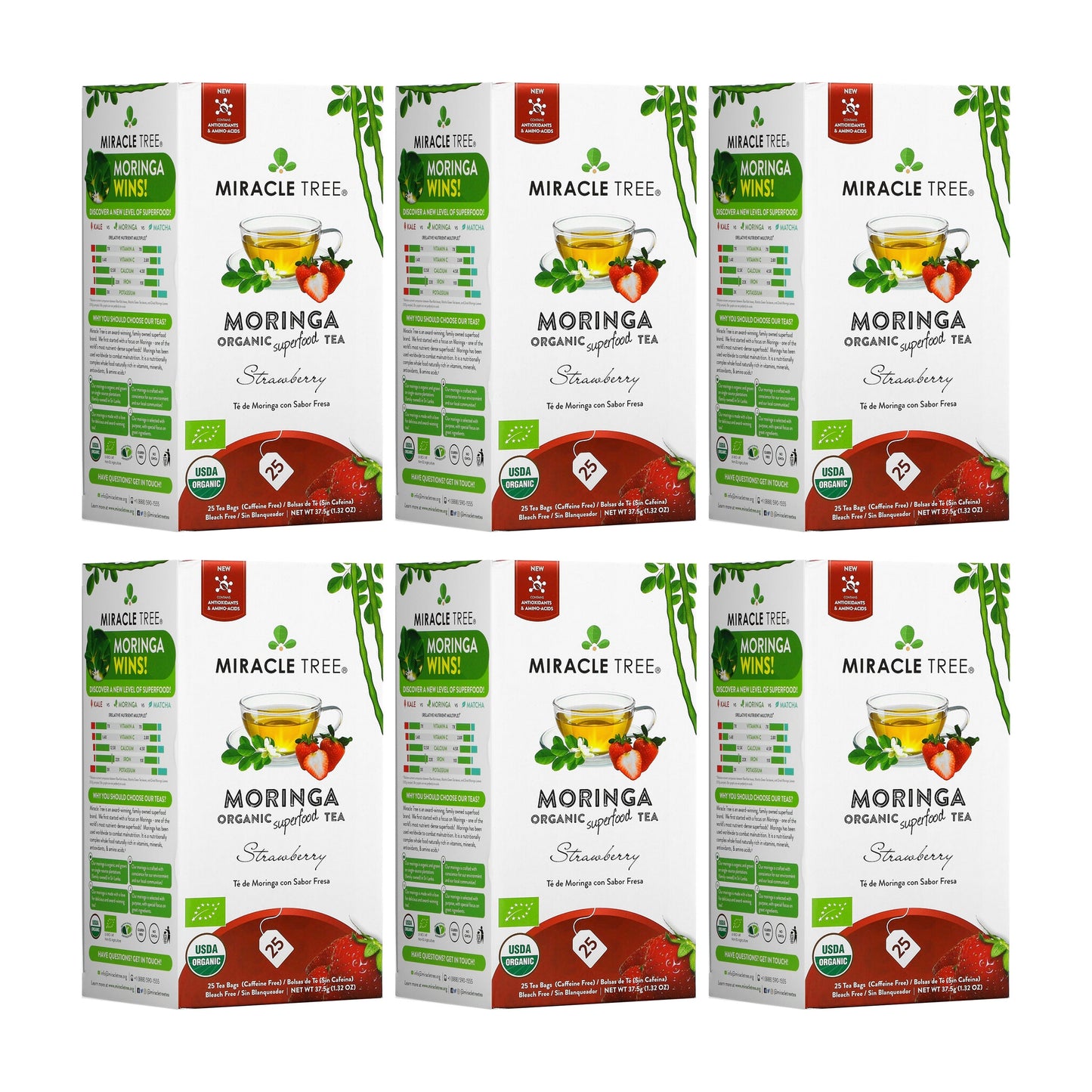 Organic Moringa Tea with Strawberry Flavor