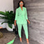 Ensemble de Chemise à Lacets en V et Pantalons Serrés