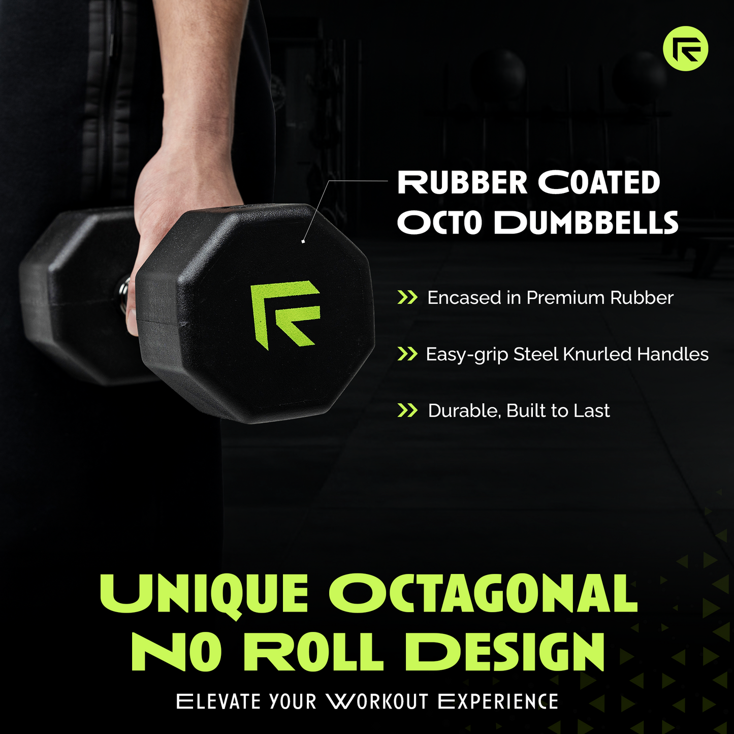 Premium Octo Rubber Dumbbell - Individual Unit - Korvel
