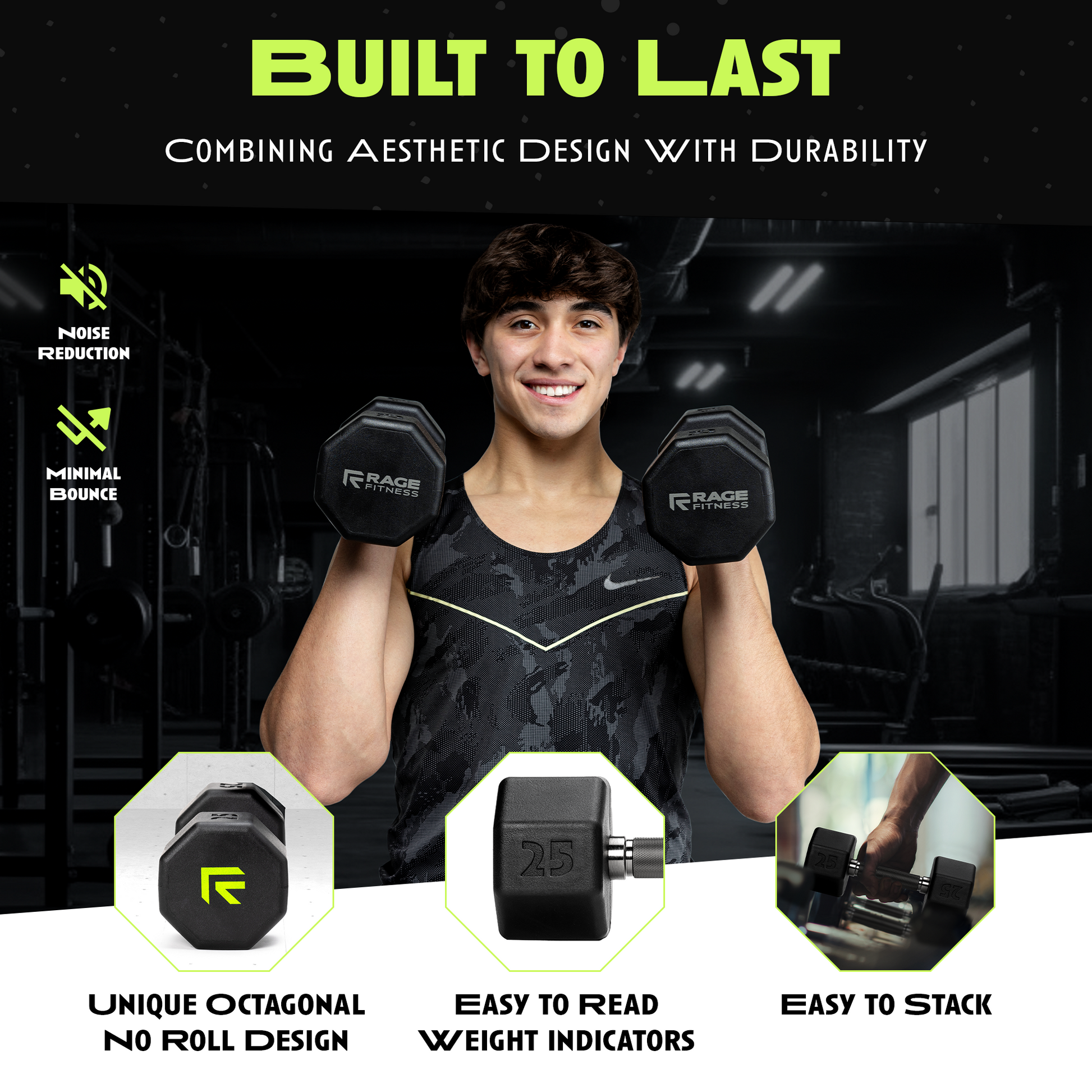 Premium Octo Rubber Dumbbell - Individual Unit - Korvel
