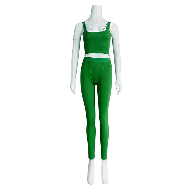 Conjunto de Top Corto y Leggings de Gimnasio Premium