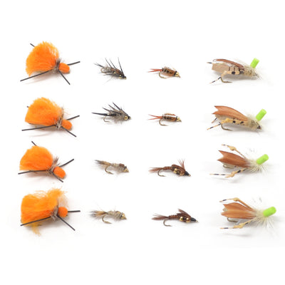 Ultimate Trout Fly Collection - 16 Essential Dry and Nymph Flies for Tandem Fishing - Korvel