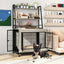 Mueble de jaula para perros industrial con estantes de almacenamiento - Gris