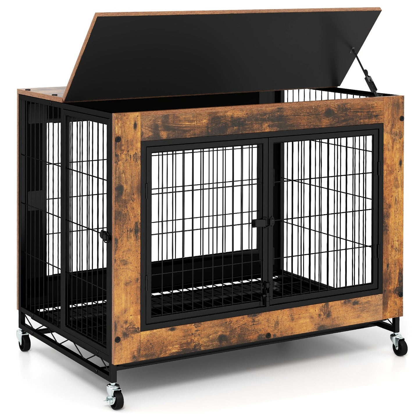 Chenil industriel marron rustique avec portes verrouillables