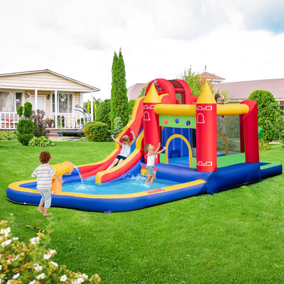 9-in-1 Inflatable Bounce Castle with Water Slide & Splash Pool
