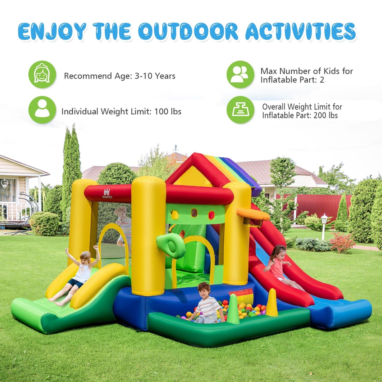 Gbruno Inflatable Bounce Castle with Double Slides