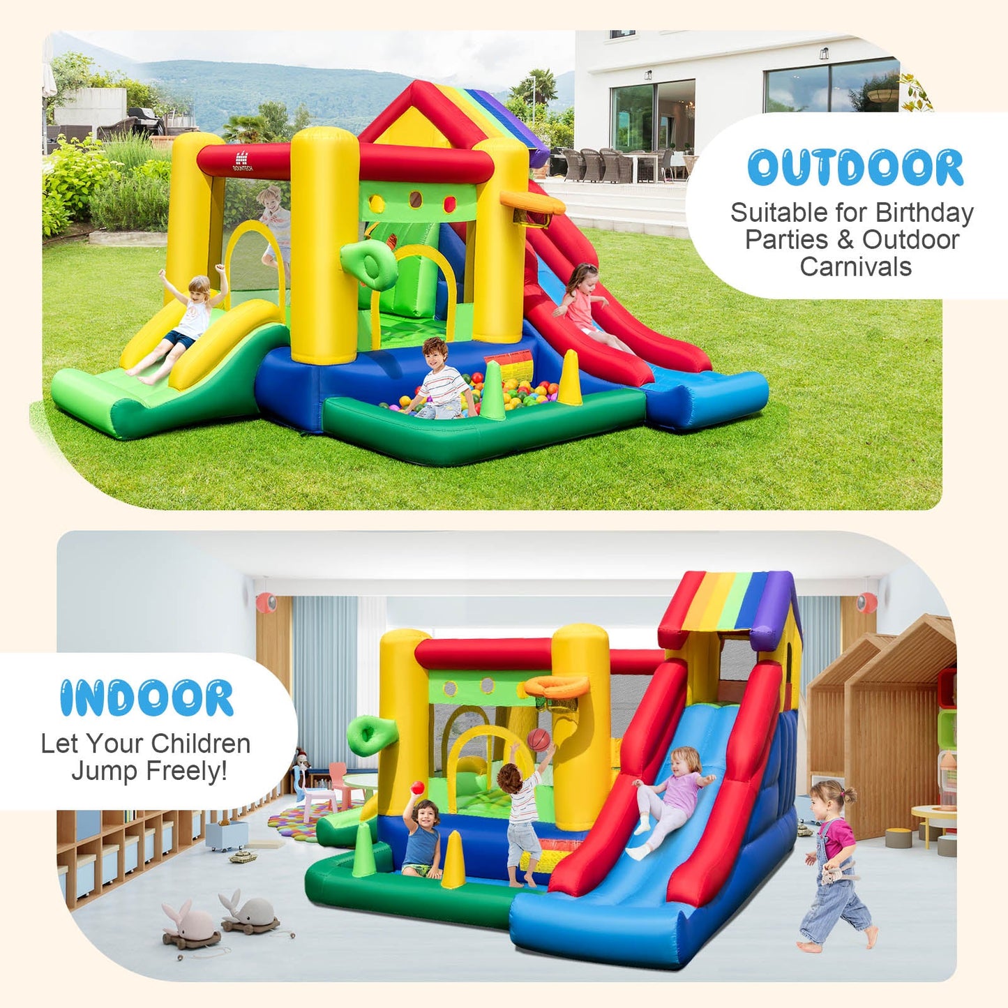 Gbruno Inflatable Bounce Castle with Double Slides