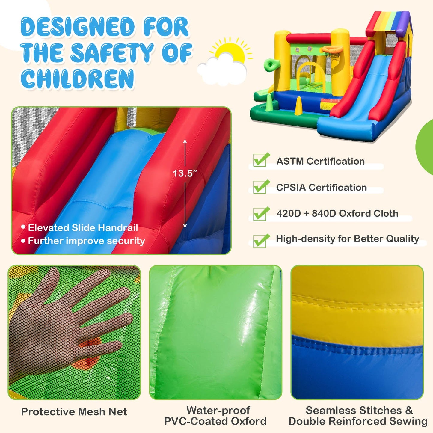 Gbruno Inflatable Bounce Castle with Double Slides