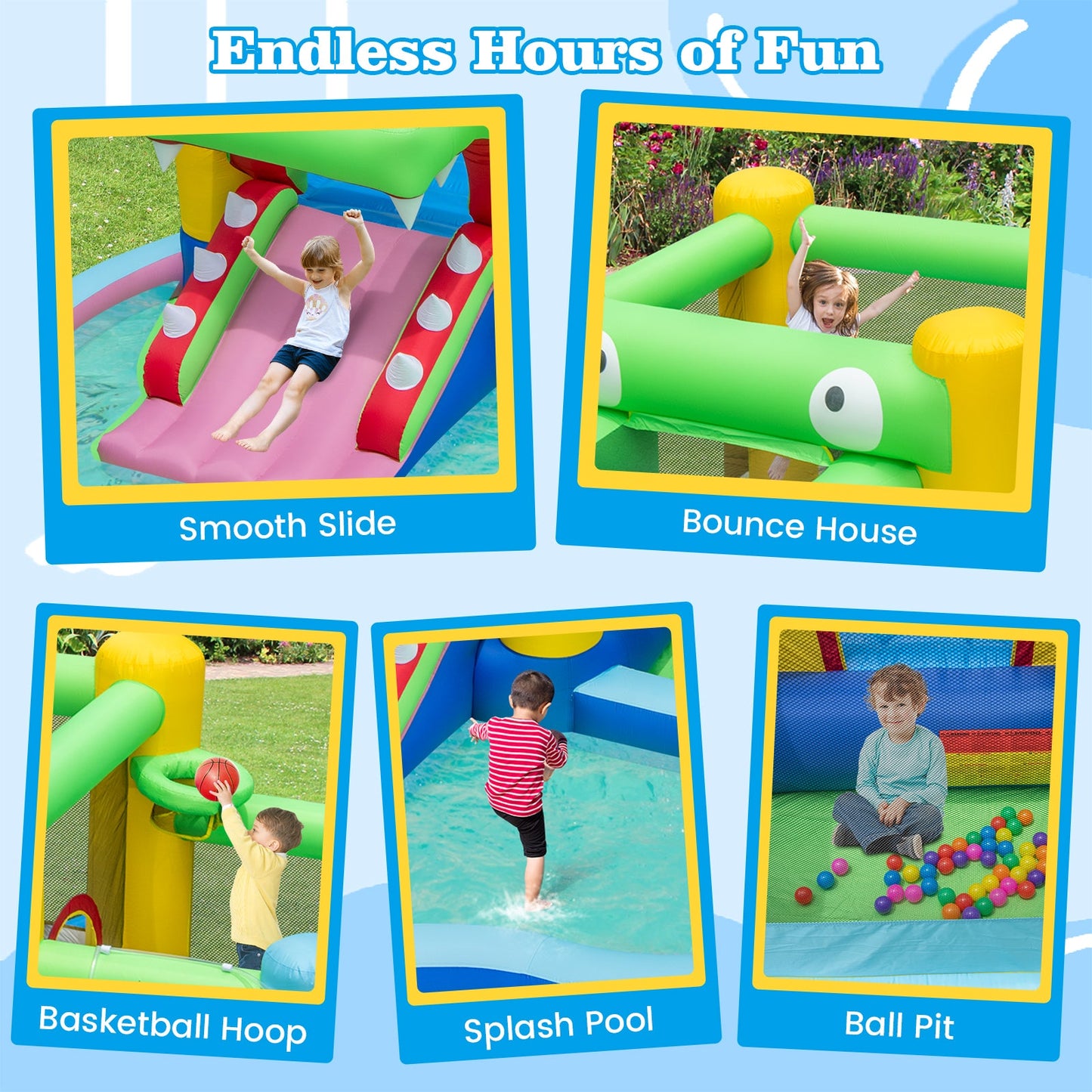 Castillo Inflable Premium con Tobogán y Piscina de Splash