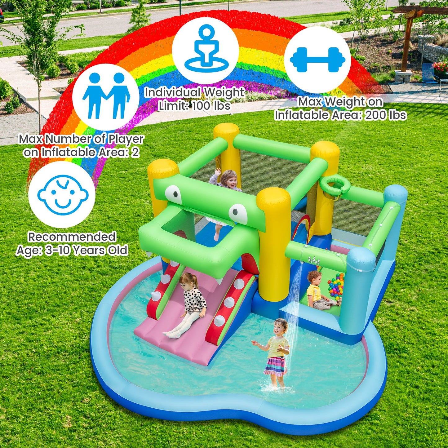Castillo Inflable Premium con Tobogán y Piscina de Splash