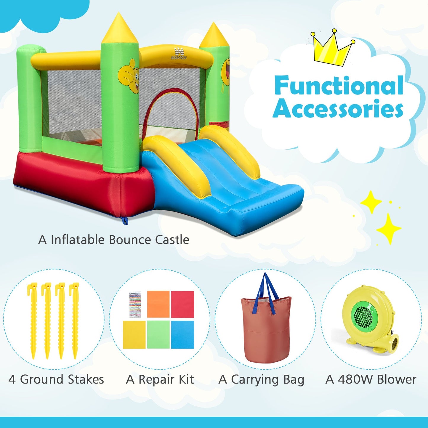 Premium Inflatable Bounce House with Slide for Kids