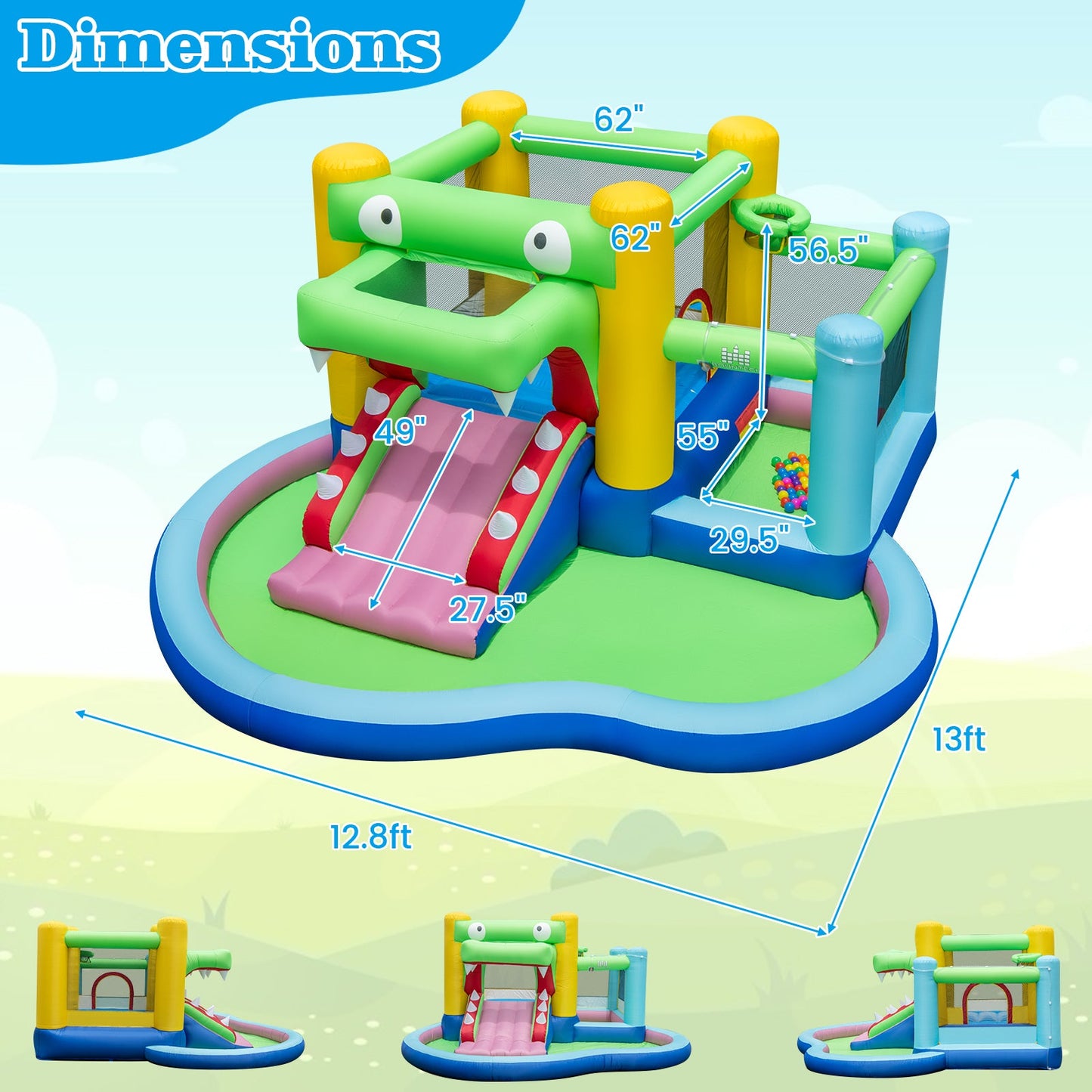 Castillo Inflable Premium con Tobogán y Piscina de Splash