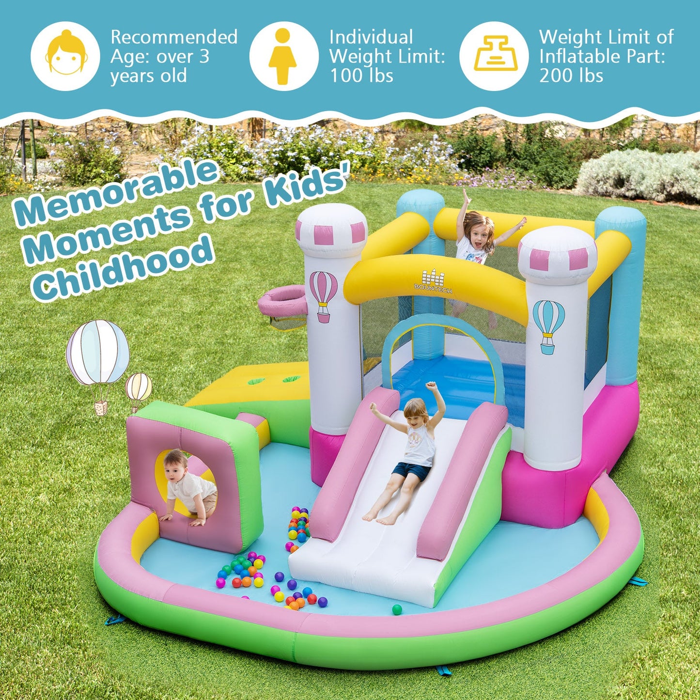 Château Gonflable Premium avec Toboggan et Piscine à Balles