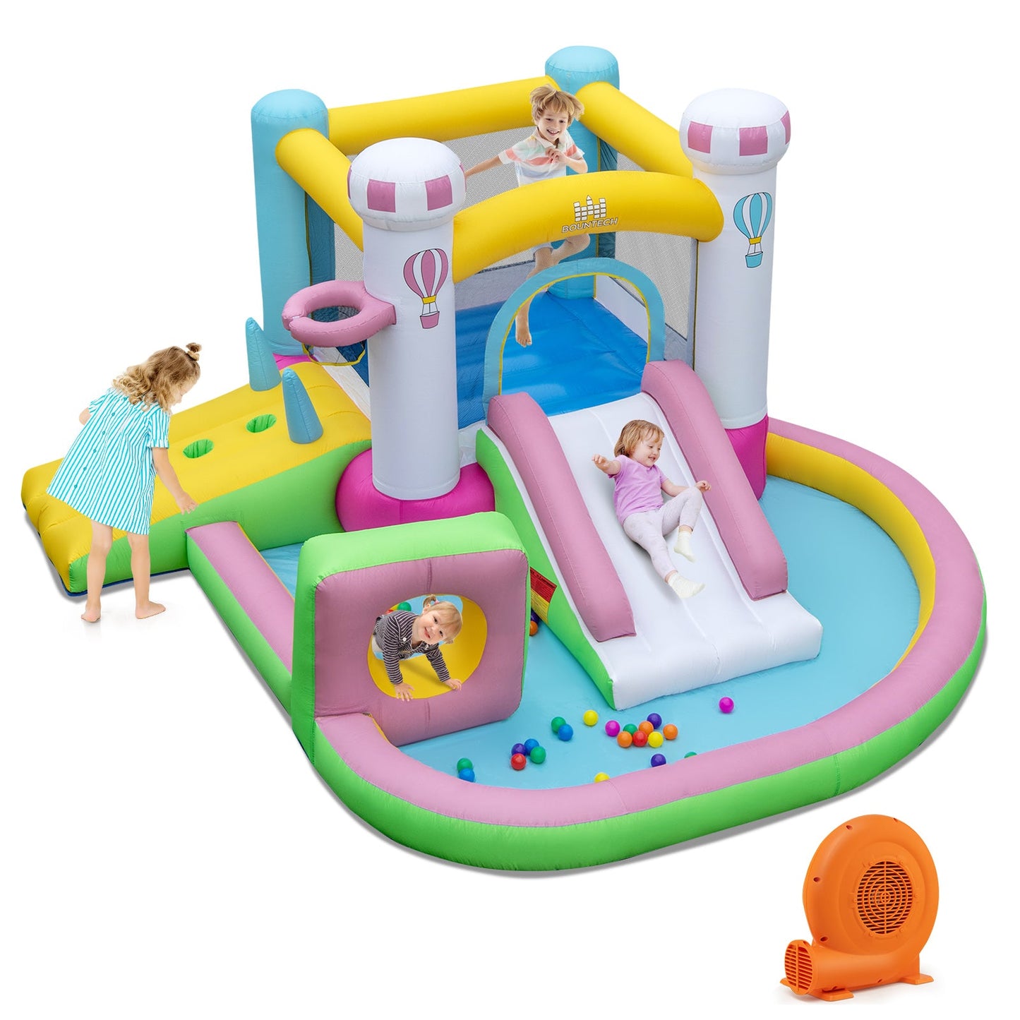 Inflatable Bounce House with Obstacle Course & Ball Pit